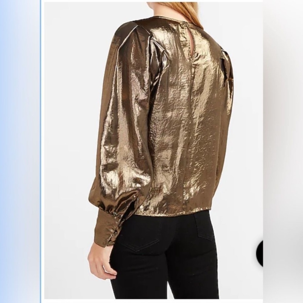 Express Gold Foil Balloon Sleeve Top Size XL NWT - Picture 2 of 13